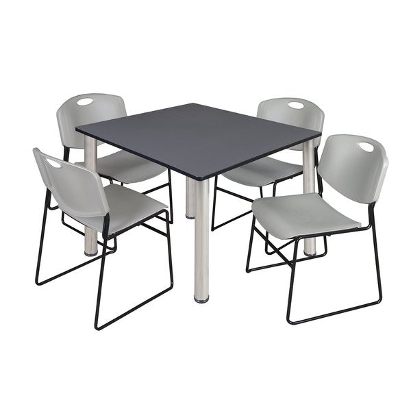 Square Tables > Breakroom Tables > Kee Square Table & Chair Sets, 48 W, 48 L, 29 H, Grey