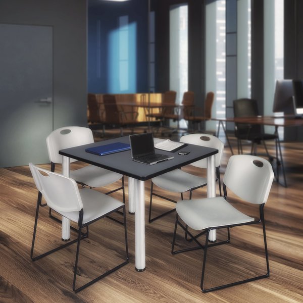 Square Tables > Breakroom Tables > Kee Square Table & Chair Sets, 48 W, 48 L, 29 H, Grey
