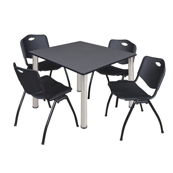 Square Tables > Breakroom Tables > Kee Square Table & Chair Sets, 48 W, 48 L, 29 H, Grey