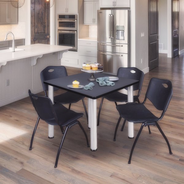 Square Tables > Breakroom Tables > Kee Square Table & Chair Sets, 48 W, 48 L, 29 H, Grey