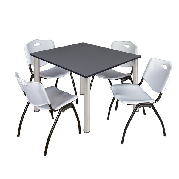 Square Tables > Breakroom Tables > Kee Square Table & Chair Sets, 48 W, 48 L, 29 H, Grey