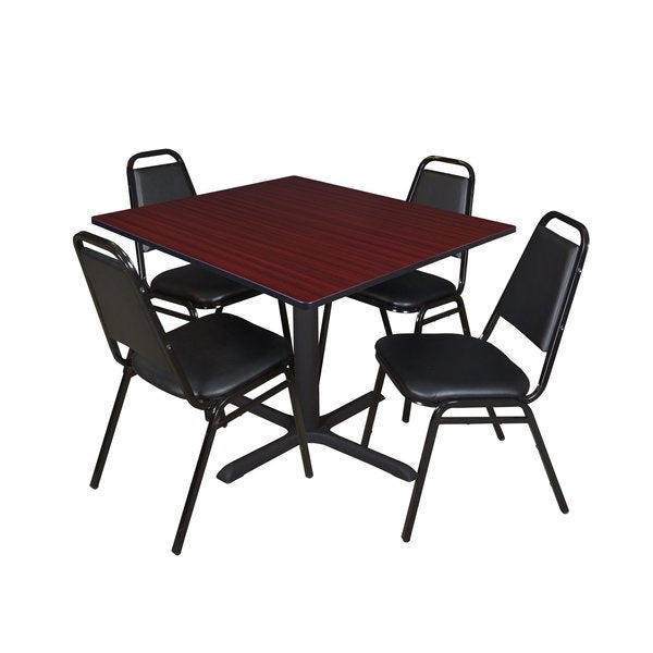 Square Tables > Breakroom Tables > Cain Square Table & Chair Sets, 48 W, 48 L, 29 H, Mahogany