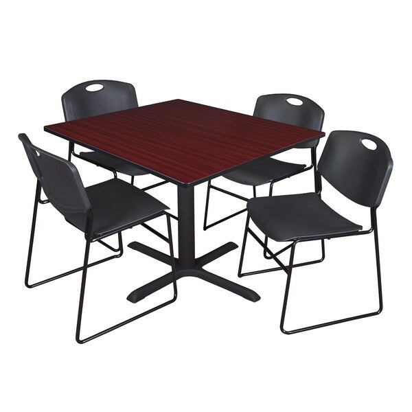 Square Tables > Breakroom Tables > Cain Square Table & Chair Sets, 48 W, 48 L, 29 H, Mahogany