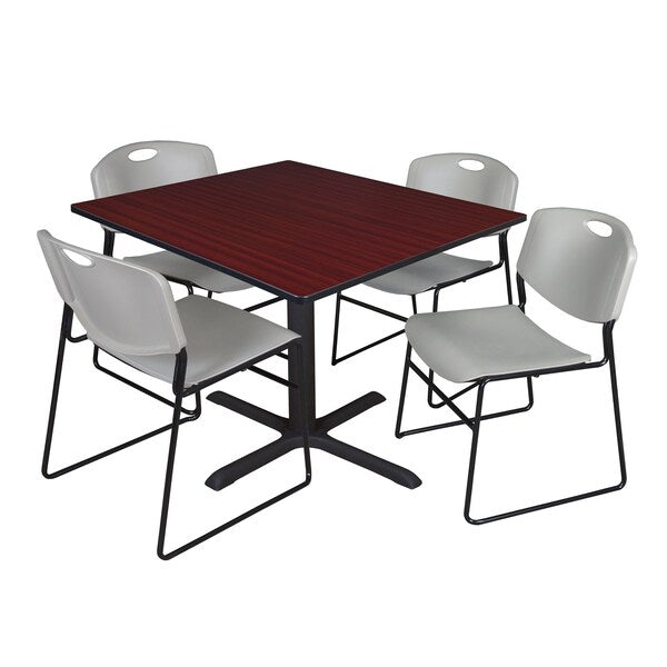 Square Tables > Breakroom Tables > Cain Square Table & Chair Sets, 48 W, 48 L, 29 H, Mahogany
