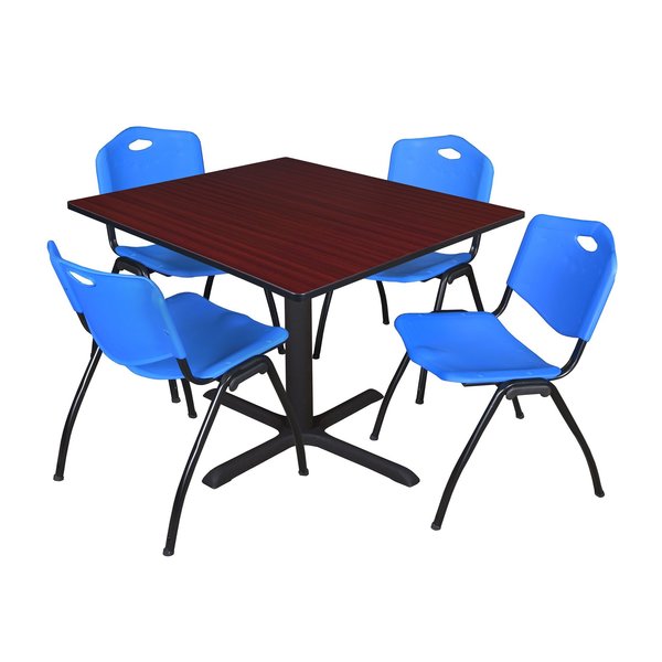 Square Tables > Breakroom Tables > Cain Square Table & Chair Sets, 48 W, 48 L, 29 H, Mahogany