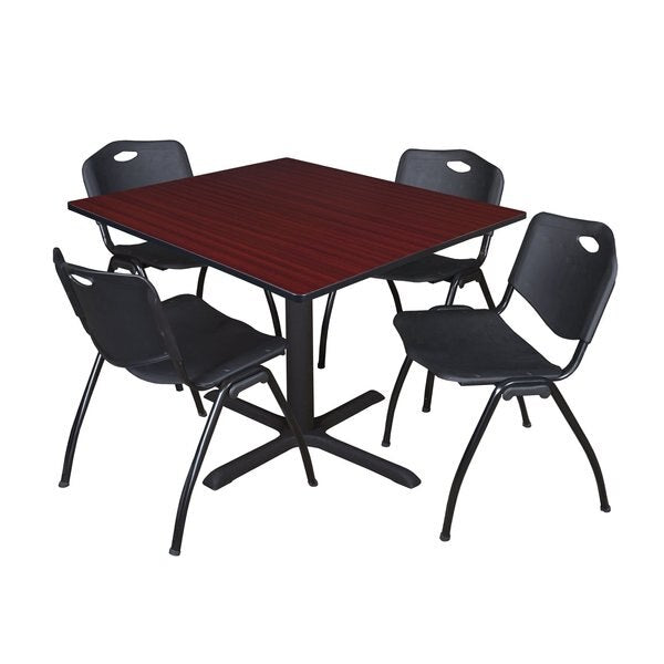 Square Tables > Breakroom Tables > Cain Square Table & Chair Sets, 48 W, 48 L, 29 H, Mahogany