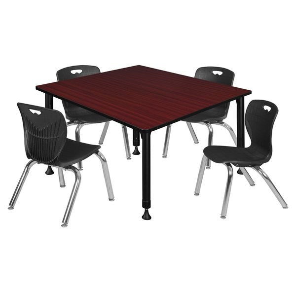 Tables > Height Adjustable > Square Table & Chair Sets, 48 X 48 X 23-34