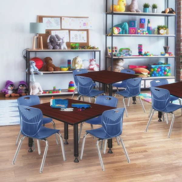 Square Tables > Height Adjustable > Square Classroom Tables, 48 X 48 X 23-34, Wood|Metal Top