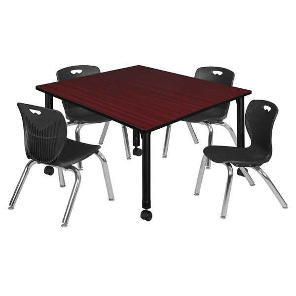 Tables > Height Adjustable > Square Mobile Table & Chair Sets, 48 X 48 X 23-34