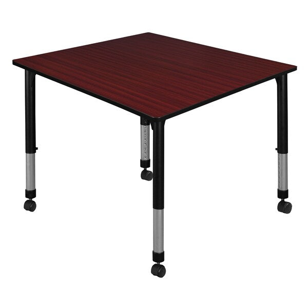 Tables > Height Adjustable > Square Mobile Tables, 48 X 48 X 23-34, Wood|Metal Top