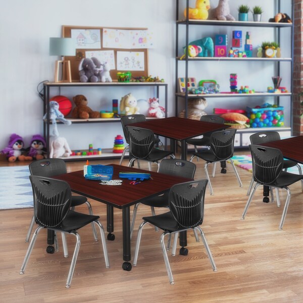 Tables > Height Adjustable > Square Mobile Tables, 48 X 48 X 23-34, Wood|Metal Top