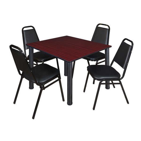 Square Tables > Breakroom Tables > Kee Square Table & Chair Sets, 48 W, 48 L, 29 H, Mahogany