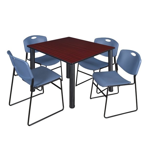 Square Tables > Breakroom Tables > Kee Square Table & Chair Sets, 48 W, 48 L, 29 H, Mahogany