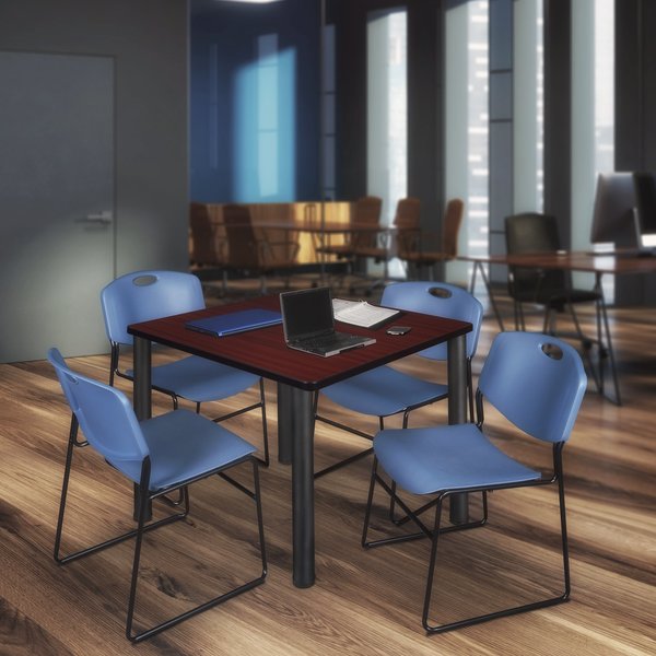 Square Tables > Breakroom Tables > Kee Square Table & Chair Sets, 48 W, 48 L, 29 H, Mahogany