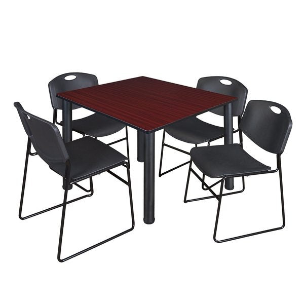 Square Tables > Breakroom Tables > Kee Square Table & Chair Sets, 48 W, 48 L, 29 H, Mahogany