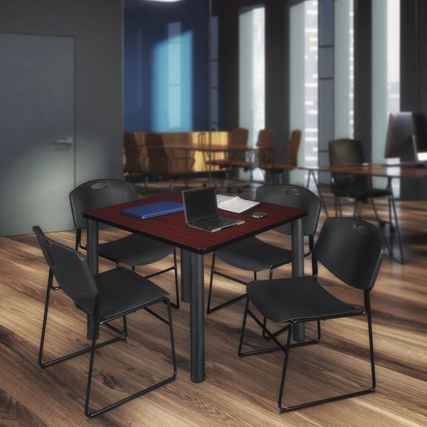 Square Tables > Breakroom Tables > Kee Square Table & Chair Sets, 48 W, 48 L, 29 H, Mahogany