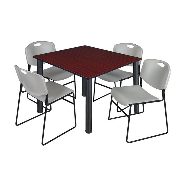 Square Tables > Breakroom Tables > Kee Square Table & Chair Sets, 48 W, 48 L, 29 H, Mahogany