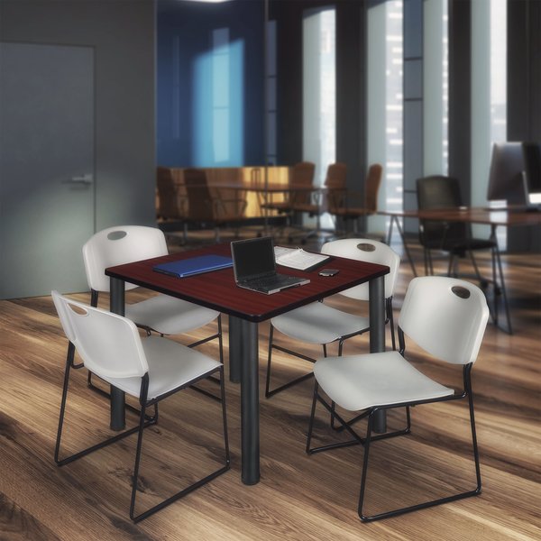 Square Tables > Breakroom Tables > Kee Square Table & Chair Sets, 48 W, 48 L, 29 H, Mahogany