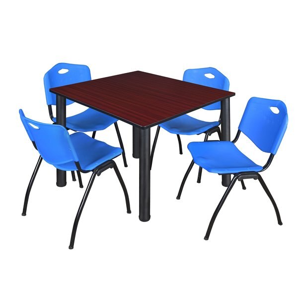 Square Tables > Breakroom Tables > Kee Square Table & Chair Sets, 48 W, 48 L, 29 H, Mahogany