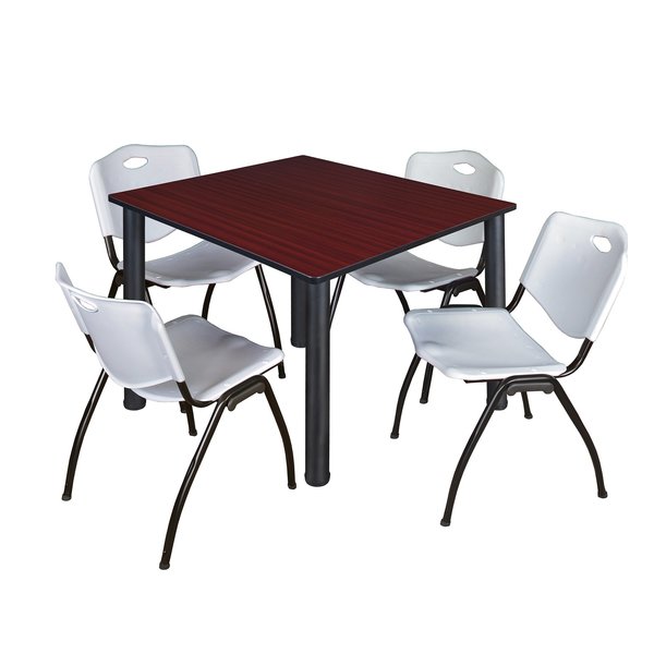 Square Tables > Breakroom Tables > Kee Square Table & Chair Sets, 48 W, 48 L, 29 H, Mahogany