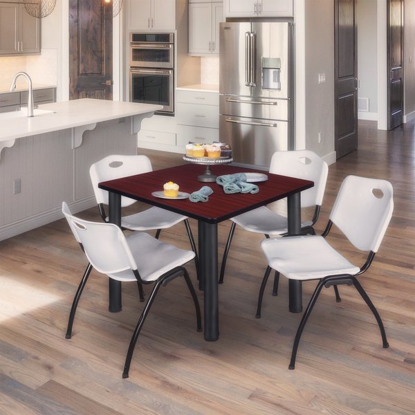 Square Tables > Breakroom Tables > Kee Square Table & Chair Sets, 48 W, 48 L, 29 H, Mahogany