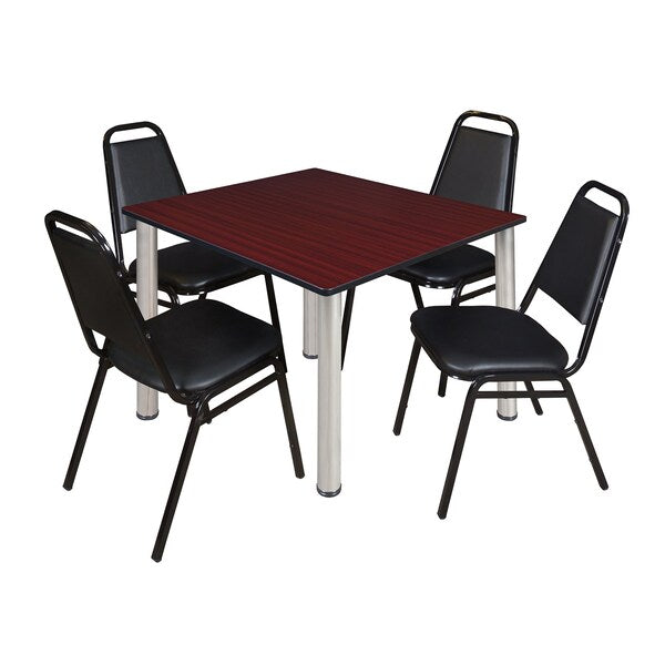 Square Tables > Breakroom Tables > Kee Square Table & Chair Sets, 48 W, 48 L, 29 H, Mahogany