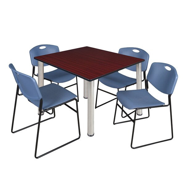 Square Tables > Breakroom Tables > Kee Square Table & Chair Sets, 48 W, 48 L, 29 H, Mahogany