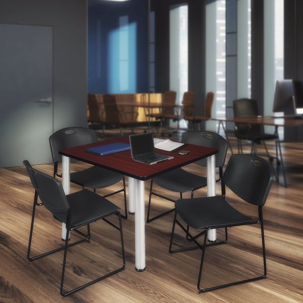 Square Tables > Breakroom Tables > Kee Square Table & Chair Sets, 48 W, 48 L, 29 H, Mahogany