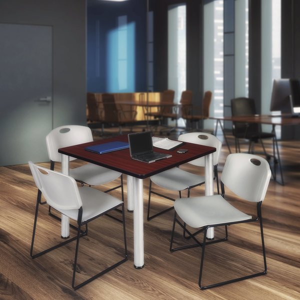 Square Tables > Breakroom Tables > Kee Square Table & Chair Sets, 48 W, 48 L, 29 H, Mahogany