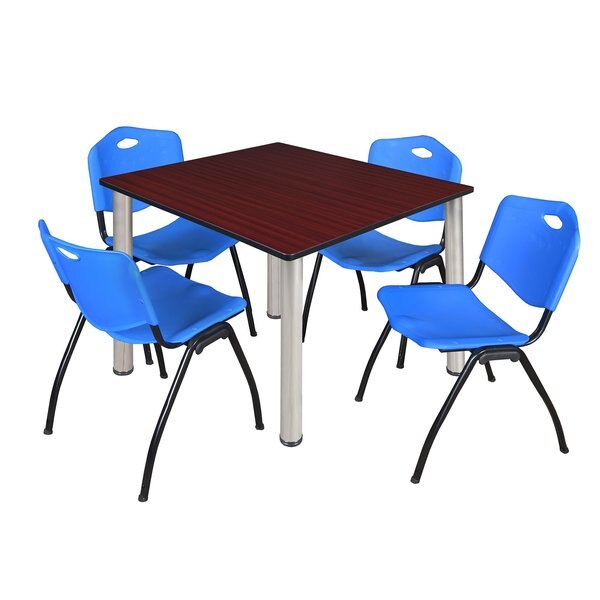 Square Tables > Breakroom Tables > Kee Square Table & Chair Sets, 48 W, 48 L, 29 H, Mahogany