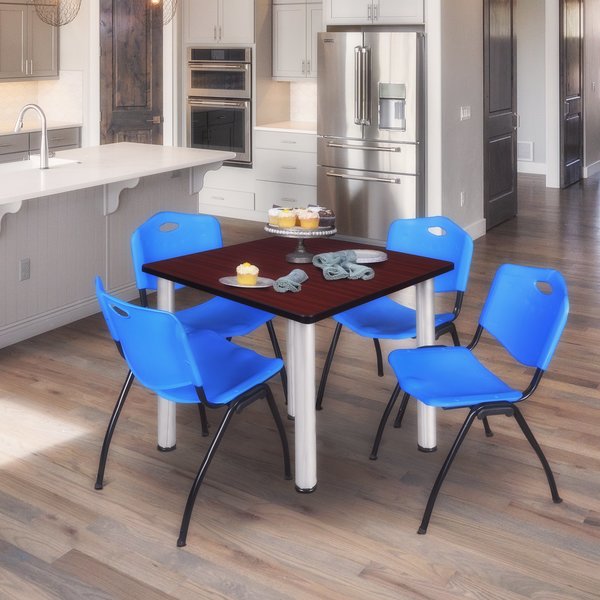 Square Tables > Breakroom Tables > Kee Square Table & Chair Sets, 48 W, 48 L, 29 H, Mahogany