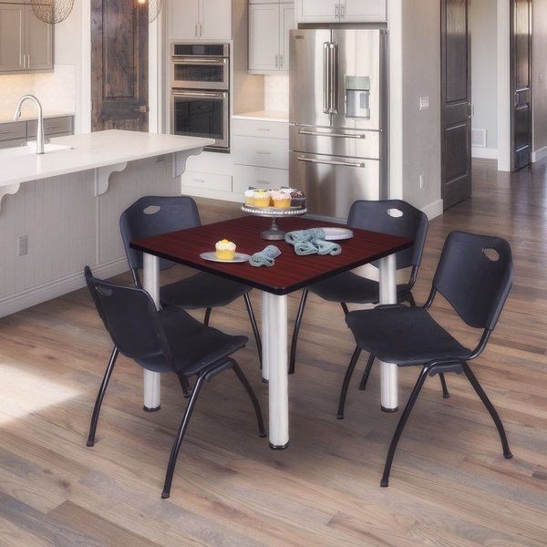 Square Tables > Breakroom Tables > Kee Square Table & Chair Sets, 48 W, 48 L, 29 H, Mahogany