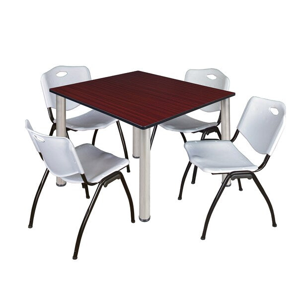 Square Tables > Breakroom Tables > Kee Square Table & Chair Sets, 48 W, 48 L, 29 H, Mahogany