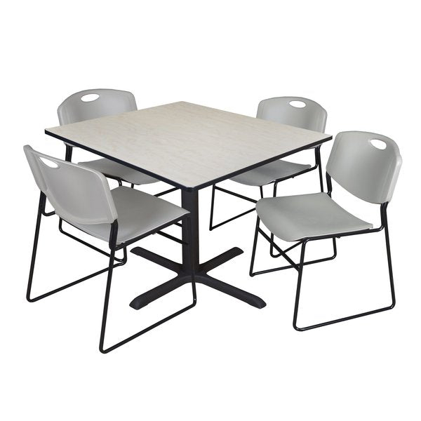 Square Tables > Breakroom Tables > Cain Square Table & Chair Sets, 48 W, 48 L, 29 H, Maple