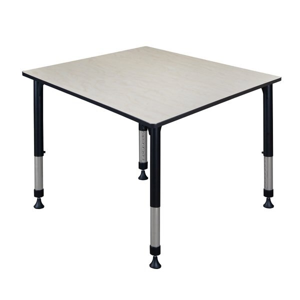 Square Tables > Height Adjustable > Square Classroom Tables, 48 X 48 X 23-34, Wood|Metal Top, Maple
