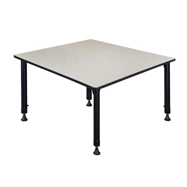 Square Tables > Height Adjustable > Square Classroom Tables, 48 X 48 X 23-34, Wood|Metal Top, Maple