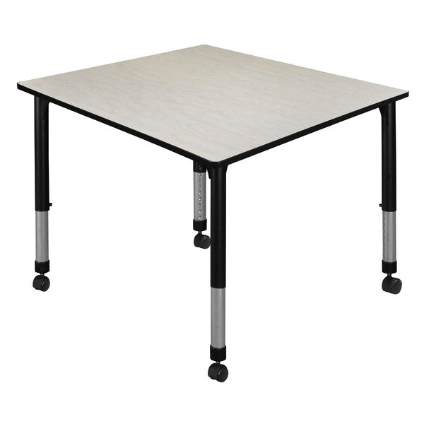 Tables > Height Adjustable > Square Mobile Tables, 48 X 48 X 23-34, Wood|Metal Top