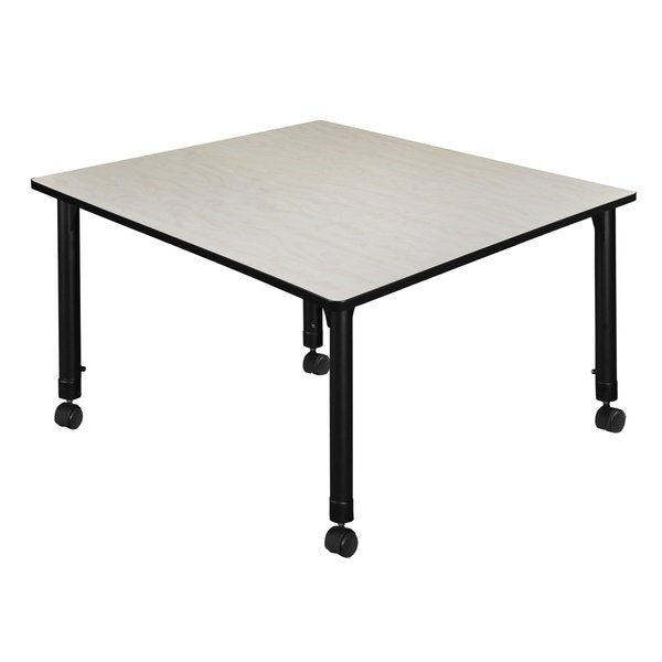 Tables > Height Adjustable > Square Mobile Tables, 48 X 48 X 23-34, Wood|Metal Top