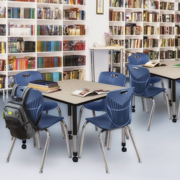 Tables > Height Adjustable > Square Mobile Tables, 48 X 48 X 23-34, Wood|Metal Top