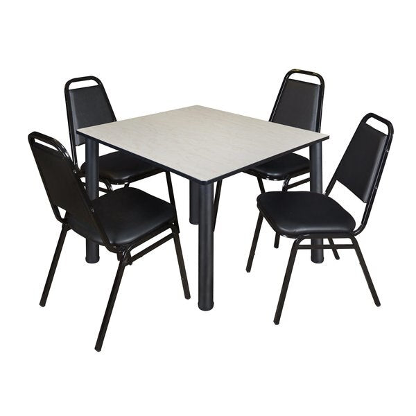 Square Tables > Breakroom Tables > Kee Square Table & Chair Sets, 48 W, 48 L, 29 H, Maple