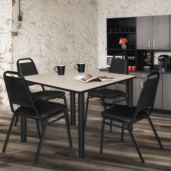 Square Tables > Breakroom Tables > Kee Square Table & Chair Sets, 48 W, 48 L, 29 H, Maple