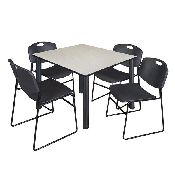 Square Tables > Breakroom Tables > Kee Square Table & Chair Sets, 48 W, 48 L, 29 H, Maple