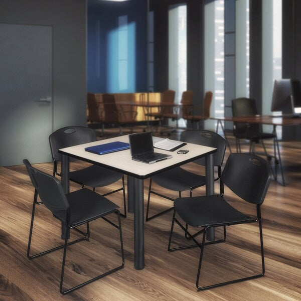 Square Tables > Breakroom Tables > Kee Square Table & Chair Sets, 48 W, 48 L, 29 H, Maple