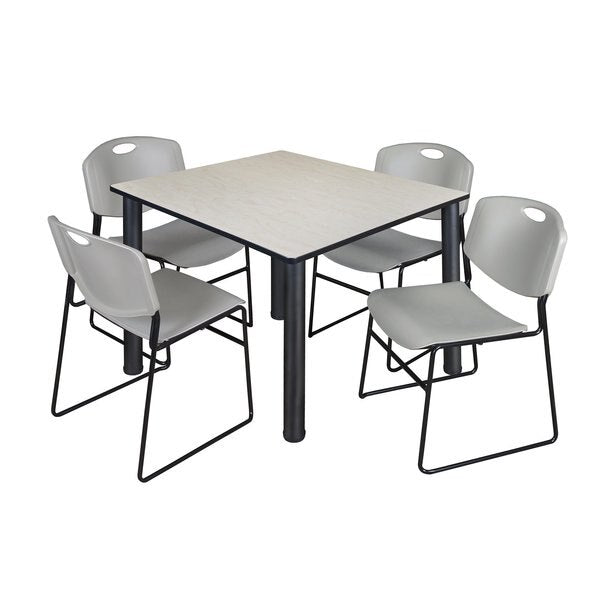 Square Tables > Breakroom Tables > Kee Square Table & Chair Sets, 48 W, 48 L, 29 H, Maple