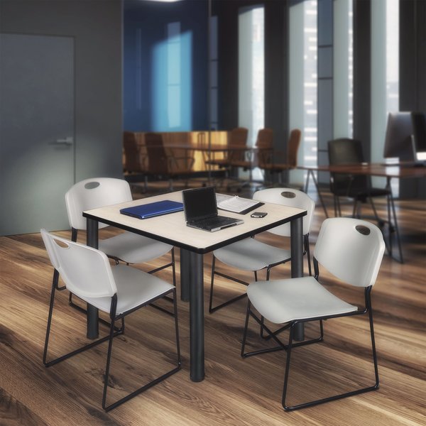 Square Tables > Breakroom Tables > Kee Square Table & Chair Sets, 48 W, 48 L, 29 H, Maple