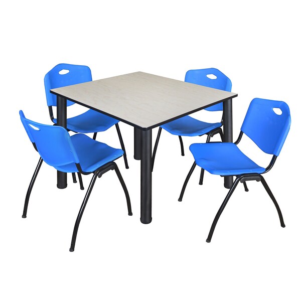 Square Tables > Breakroom Tables > Kee Square Table & Chair Sets, 48 W, 48 L, 29 H, Maple