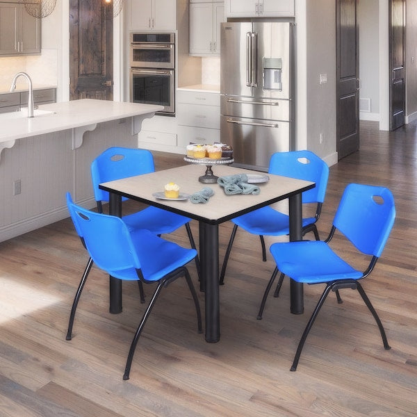 Square Tables > Breakroom Tables > Kee Square Table & Chair Sets, 48 W, 48 L, 29 H, Maple