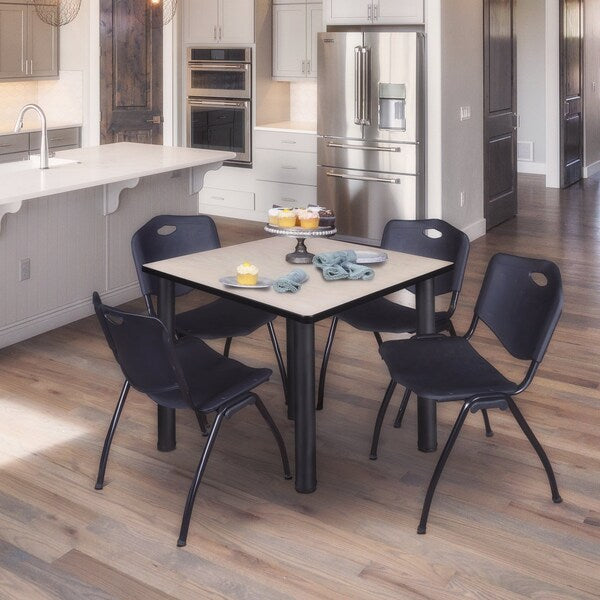 Square Tables > Breakroom Tables > Kee Square Table & Chair Sets, 48 W, 48 L, 29 H, Maple