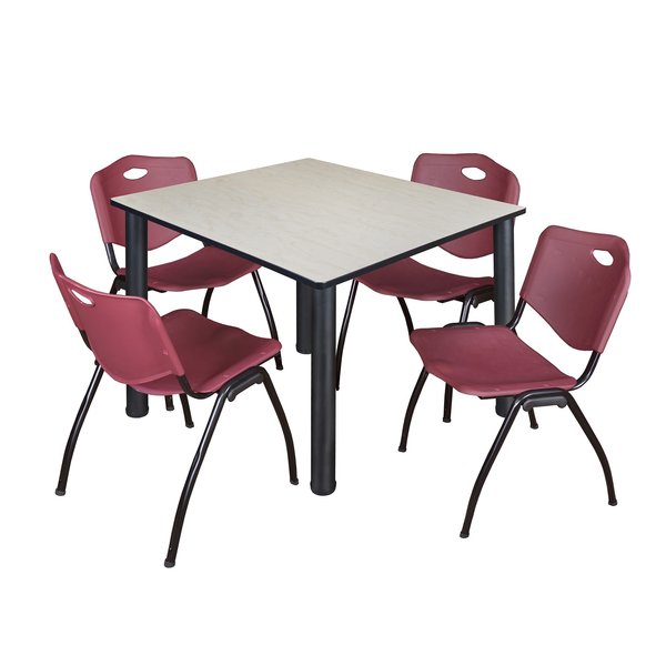 Square Tables > Breakroom Tables > Kee Square Table & Chair Sets, 48 W, 48 L, 29 H, Maple