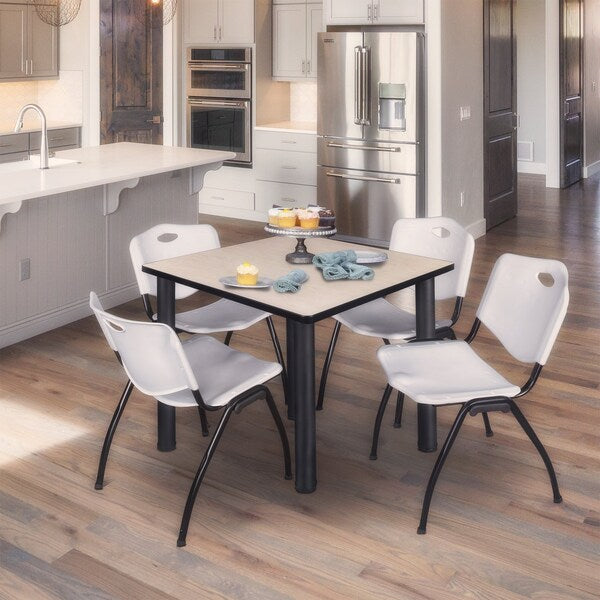 Square Tables > Breakroom Tables > Kee Square Table & Chair Sets, 48 W, 48 L, 29 H, Maple